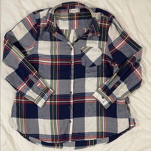 Pink Lily Multicolor Plaid Button Down Shirt